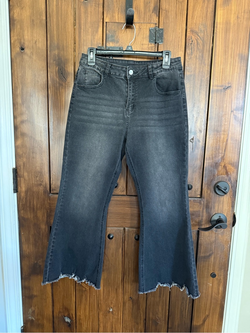 Women’s Black Wide Leg Raw Hem Jeans